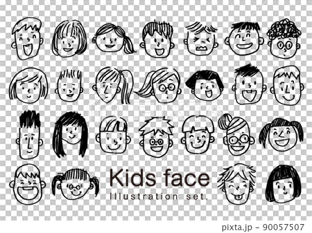 Children's faces hand-painted simple illustrations 90057507