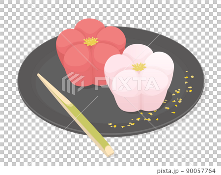 放在黑盤上的日本糖果的插圖 放在黑盤上的日本糖果的插圖 90057764