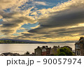 Cloudy Sky Over Small Town With River 90057974