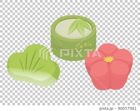 松竹梅の和菓子のイラスト　練りきり 90057981
