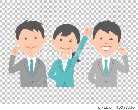意欲あるビジネスパーソン3人　爽やか　上半身 90058330