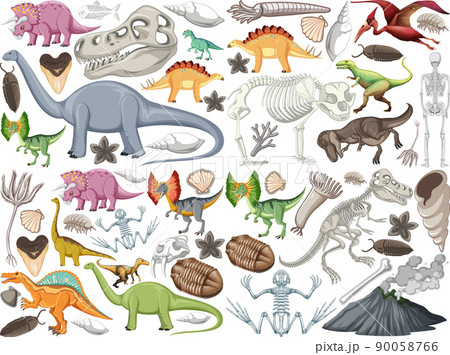 Set of different prehistoric dinosaur animal 90058766