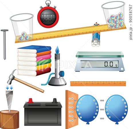 Science equipments on white background 90058767