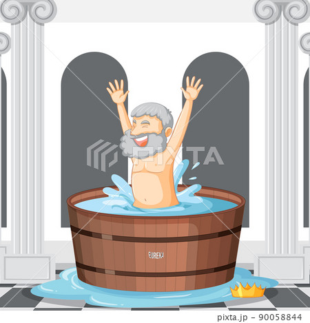 Archimedes in bathtub cartoon 90058844
