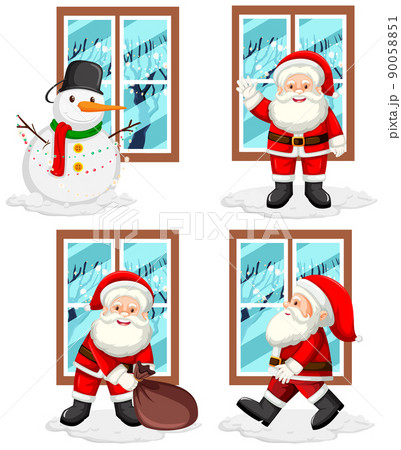 Set of snowman and santa by the window Set of snowman and santa by the window 90058851