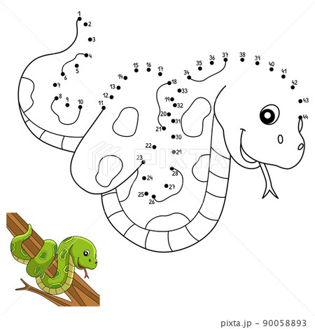 Dot to Dot Snake Animal Coloring Page for Kids 90058893