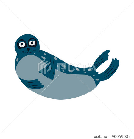Illustration of cute sea seal on white background. Vector illustration cartoon flat style Illustration of cute sea seal on white background. Vector illustration cartoon flat style 90059085