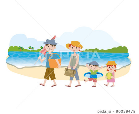 家族で海水浴 90059478