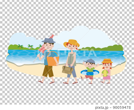 Swimming in the beach with family 90059478