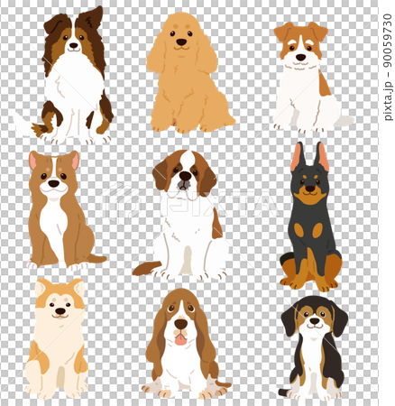 面向前方的簡單可愛的狗插圖集 E 無主線 面向前方的簡單可愛的狗插圖集 E 無主線 90059730