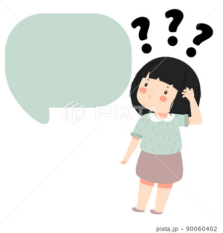 cute little kid girl with question mark 90060402
