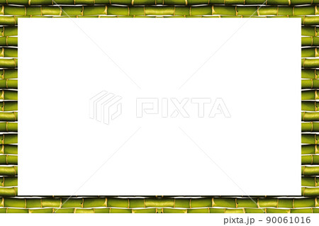 Rectangle empty green bamboo frame, isolated on white background 90061016