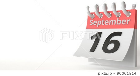 September 16 date on a tear-off calendar, 3d rendering 90061814