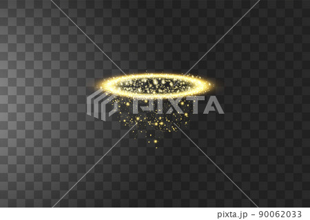 Golden halo angel ring. Isolated on black transparent background, vector illustration Golden halo angel ring. Isolated on black transparent background, vector illustration 90062033