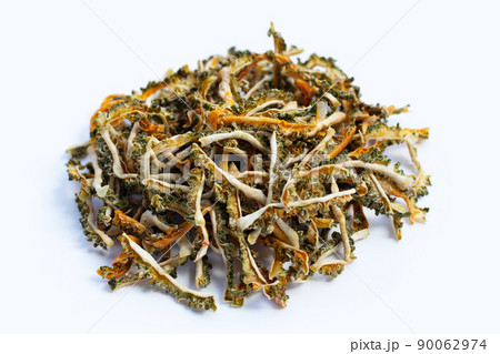 Dried bitter gourd on white background. 90062974