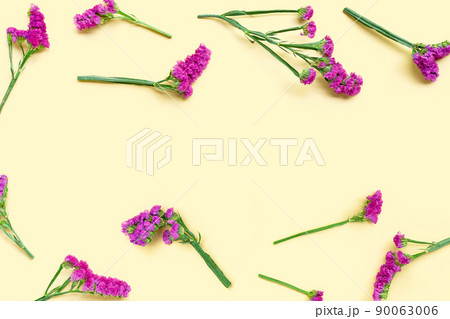 Static flowers on yellow background. Static flowers on yellow background. 90063006
