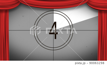 カーテンが開く カウントダウン(4) スクリーン:白黒 カーテン:赤 カーテンが開く カウントダウン(4) スクリーン:白黒 カーテン:赤 90063298