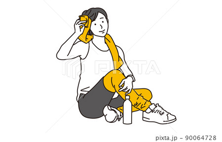 トレーニングの休憩をするアジア人女性 90064728