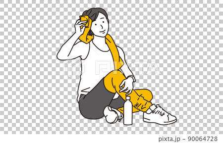 トレーニングの休憩をするアジア人女性 90064728
