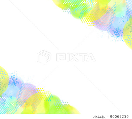 ポップで夢のある優しい虹色シャボン玉の抽象的な白バック手描き風背景素材のイラスト素材