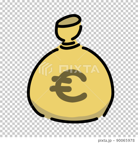 お金袋のイラスト　ラフな手書き風　線あり　ユーロ　€ 90065978
