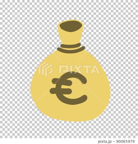 お金袋のイラスト　ラフな手書き風　線なし　ユーロ　€ 90065979