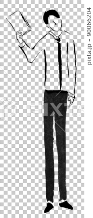 Businessman with materials (hand-drawn person illustration of ink) Businessman with materials (hand-drawn person illustration of ink) 90066204