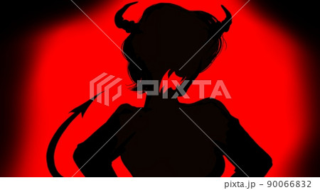 メラメラ燃える赤い炎と怒鳴る悪魔コスプレ妻の白黒切り絵風シルエットイラスト メラメラ燃える赤い炎と怒鳴る悪魔コスプレ妻の白黒切り絵風シルエットイラスト 90066832