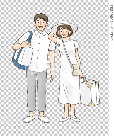 白い夏服の夫婦（旅行） 90066882
