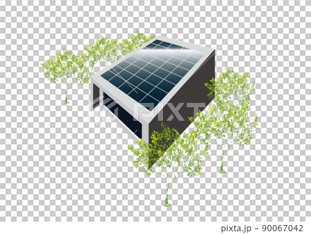 被可以產生太陽能的樹木包圍的房子的圖像 被可以產生太陽能的樹木包圍的房子的圖像 90067042