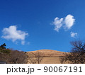 晴れ渡る空と奈良の若草山 90067191