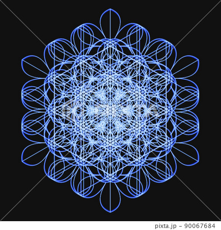 幾何学模様 フラクタル模様 曼荼羅 カラフルアイコンのイラスト素材