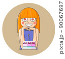 Happy Birthday card of cute girl with birthday cake. 90067697