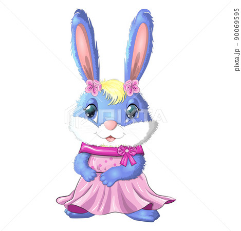 Chinese rabbit 2023 symbol. Cute cartoon white rabbit in chinese