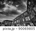 Rear View Of Scottish Tenement Buildings, Black And White. 90069805