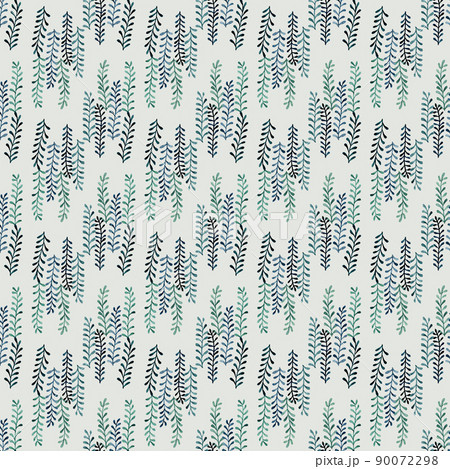 Watercolor seamless pattern with green hand painted leaves and herbs. Textile, wallpaper surface pattern design. 90072298