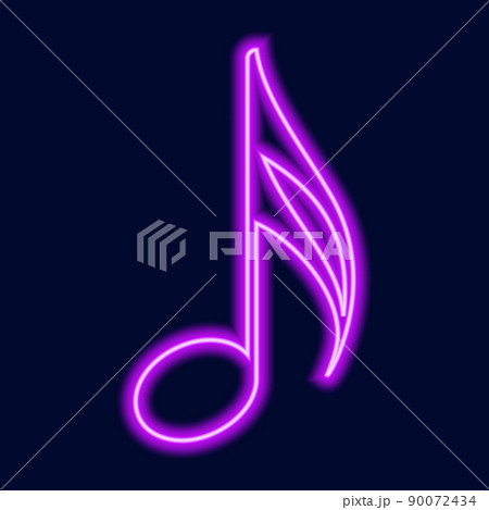 Musical Signs Neon Vector Icons Set. Musical Clef, down beat, sforzando, forte, piano signs. 90072434