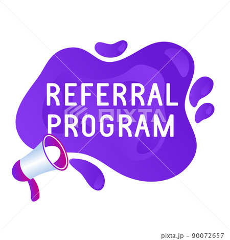 Refer friend banners. Referral program icon, marketing label and refer friends badge. Business suggestions program stickers. 90072657