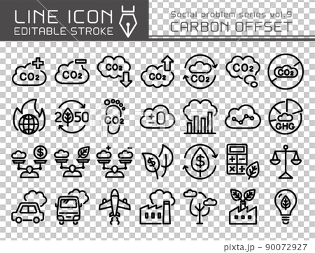 Line icon social problem series vol.9 carbon offset Line icon social problem series vol.9 carbon offset 90072927