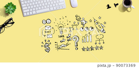 Business strategy ideas with a computer keyboard Business strategy ideas with a computer keyboard 90073369