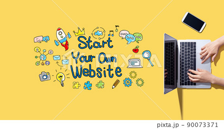 Start your own website with person working with laptop Start your own website with person working with laptop 90073371