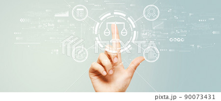 Legal advice service concept with hand pressing a button Legal advice service concept with hand pressing a button 90073431