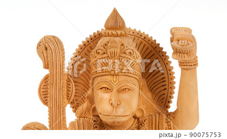 Deity of Hanuman from India on white background 90075753