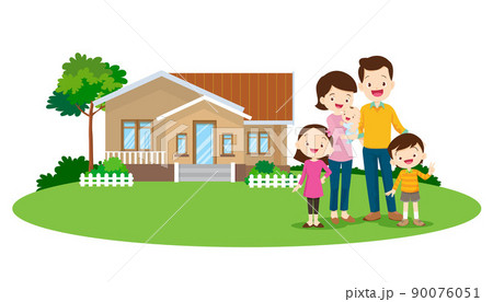 family house family in the background of his home 90076051