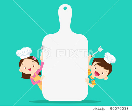 Cute little chef cooking meal menu 90076053