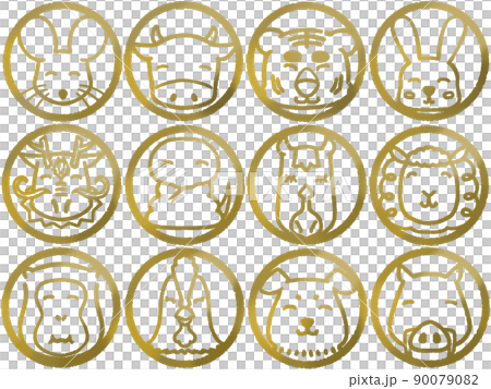生肖郵票風格插圖金 生肖郵票風格插圖金 90079082