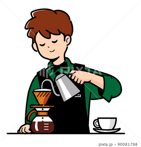 ハンドドリップをするカフェ店員 90081798