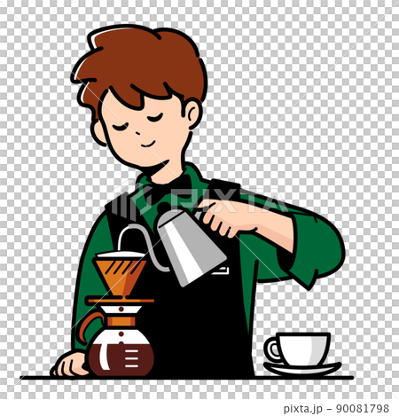 ハンドドリップをするカフェ店員 90081798
