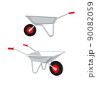 Vector illustration metallic hand wheelbarrow for agriculture and building. Wheel borrow icon 90082059