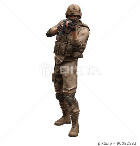 Soldier with a machine gun isolated white background 3d illustration Soldier with a machine gun isolated white background 3d illustration 90082532